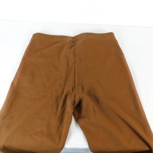 Calvin Klein Women Faux Suede Leggings Large Brown Pull On Pants Elastic Waist